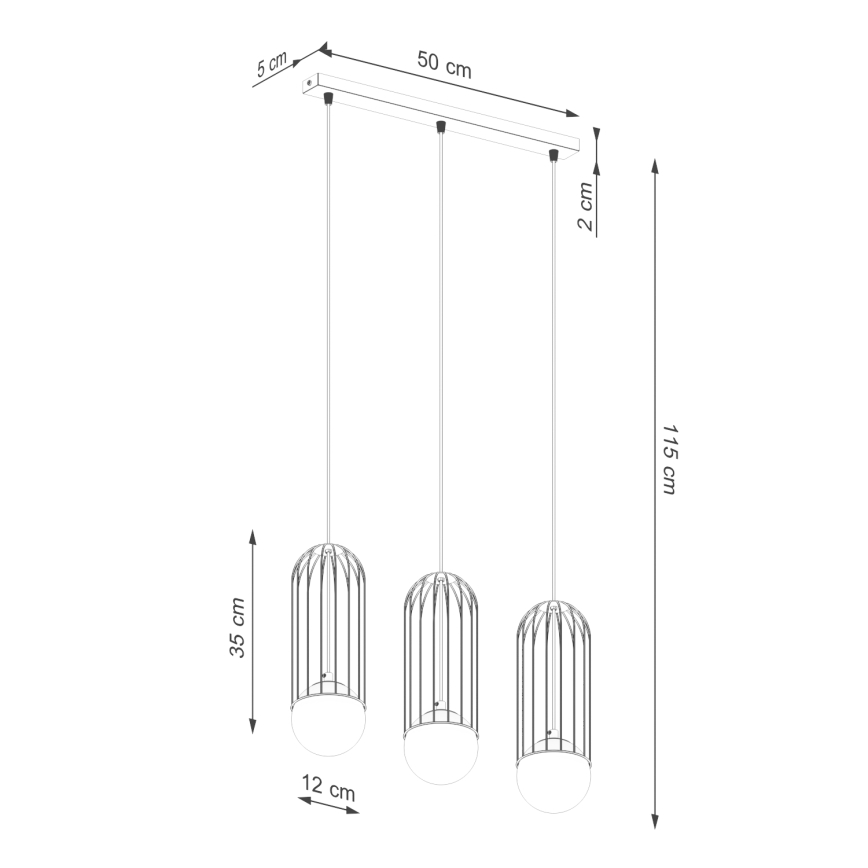 Suspension filaire BRINA 3xG9/8W/230V noir