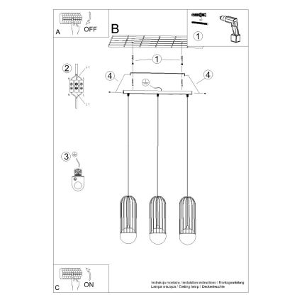 Suspension filaire BRINA 3xG9/8W/230V noir