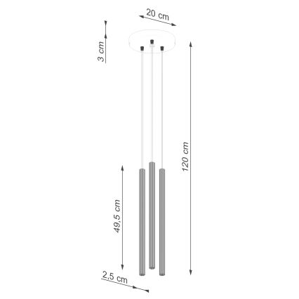 Suspension filaire ARCHE 3xG9/8W/230V doré