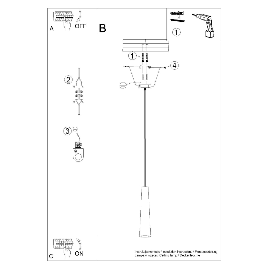 Suspension filaire ELECTRA 1xGU10/10W/230V béton/noir