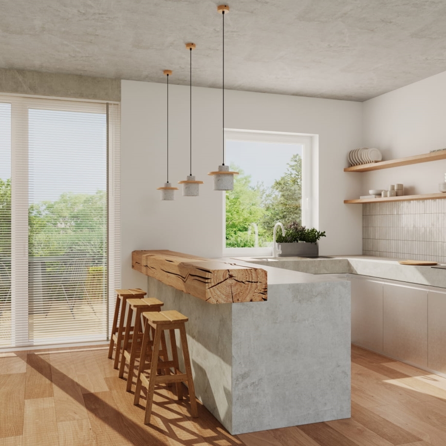 Suspension sur câble MAB 1xE27/15W/230V Ø 22 cm béton/gris