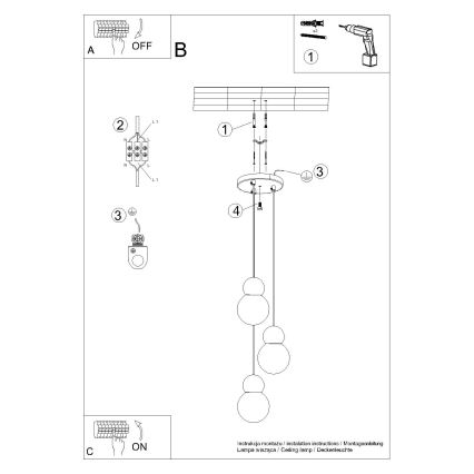 Suspension filaire PEKKA 3xG9/8W/230V blanc