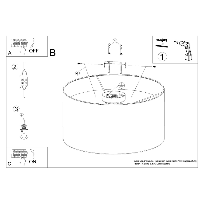 Plafonnier TELESTO 1xE27/15W/230V d. 35 cm blanc/marron