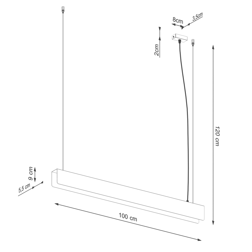 Suspension filaire SPARK 1xG13/8,5W/230V doré
