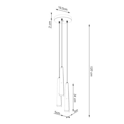 Suspension filaire PRYSM 3xG9/8W/230V noir