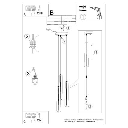Suspension filaire PRYSM 3xG9/8W/230V noir