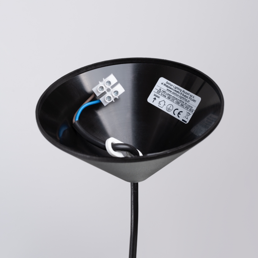 Suspension filaire NOVA 1xE27/15W/230V d. 30 cm noir