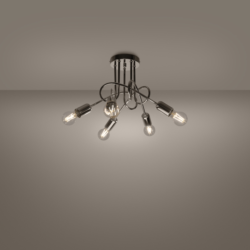 Plafonnier LOOP 5xE27/15W/230V chrome brillant