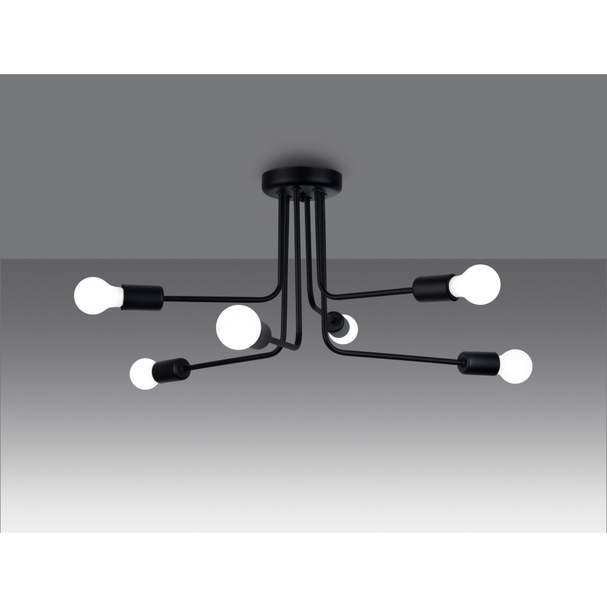 Suspension-barre NORAH 6xE27/15W/230V noir