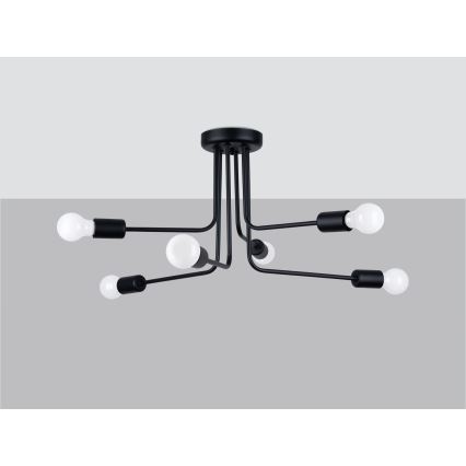 Suspension-barre NORAH 6xE27/15W/230V noir