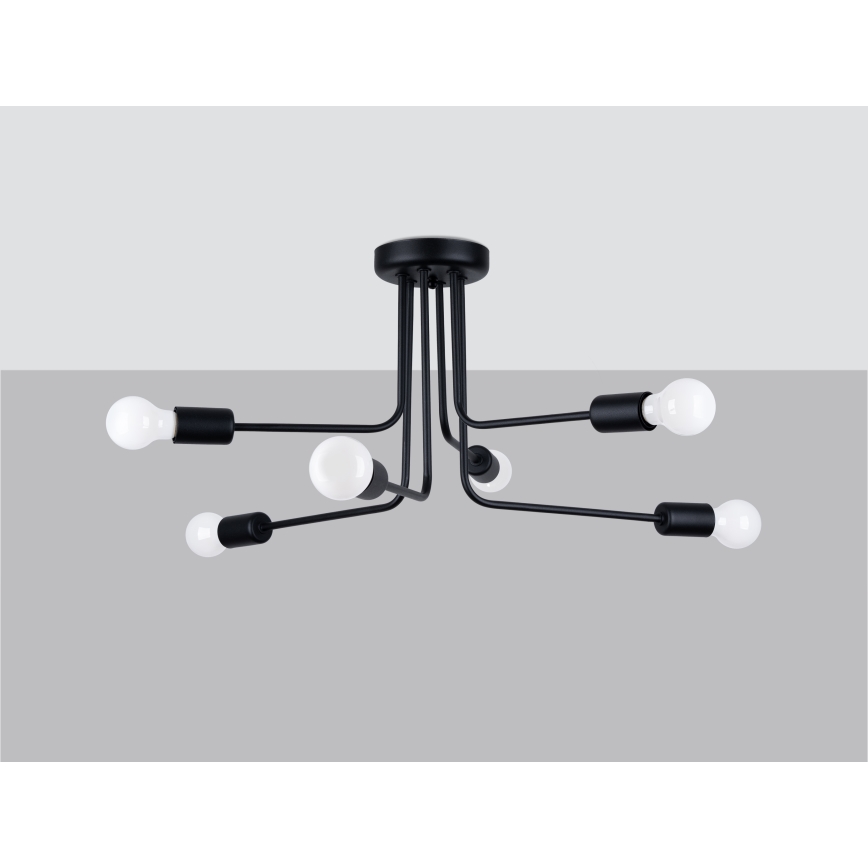 Suspension-barre NORAH 6xE27/15W/230V noir