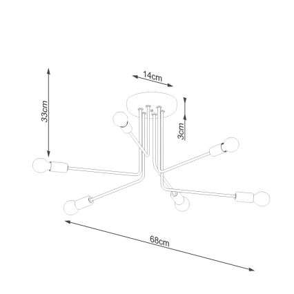 Suspension-barre NORAH 6xE27/15W/230V noir
