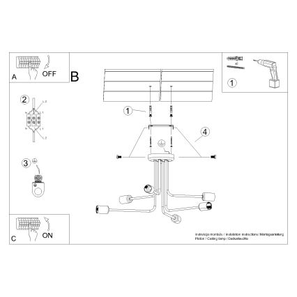 Suspension-barre NORAH 6xE27/15W/230V noir