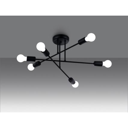 Suspension-barre NORAH 6xE27/15W/230V noir