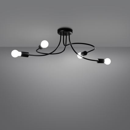 Suspension-barre LEVAR 4xE27/15W/230V noir