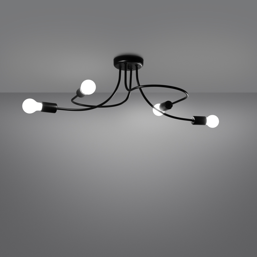 Suspension-barre LEVAR 4xE27/15W/230V noir