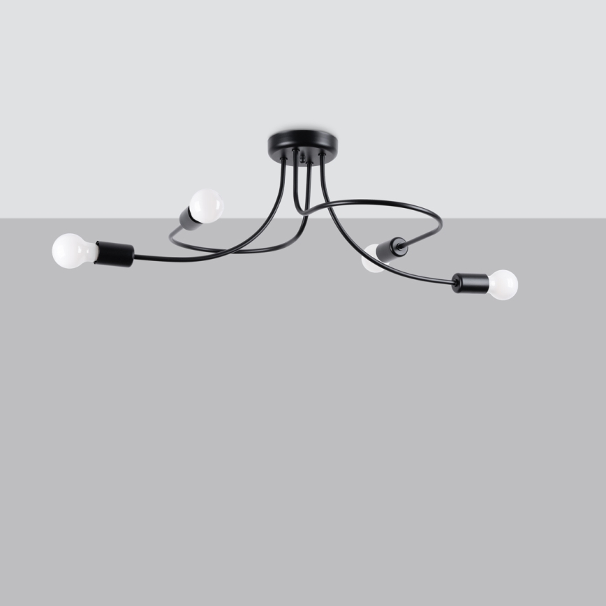 Suspension-barre LEVAR 4xE27/15W/230V noir