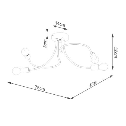 Suspension-barre LEVAR 4xE27/15W/230V noir
