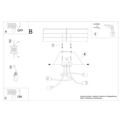 Suspension-barre LEVAR 4xE27/15W/230V noir