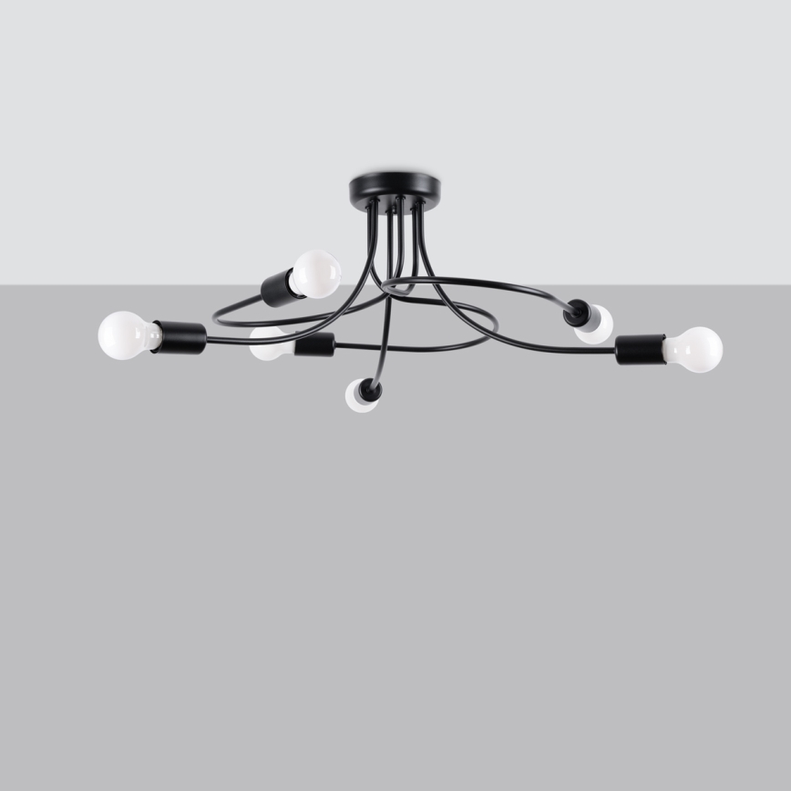 Suspension-barre LEVAR 6xE27/15W/230V noir