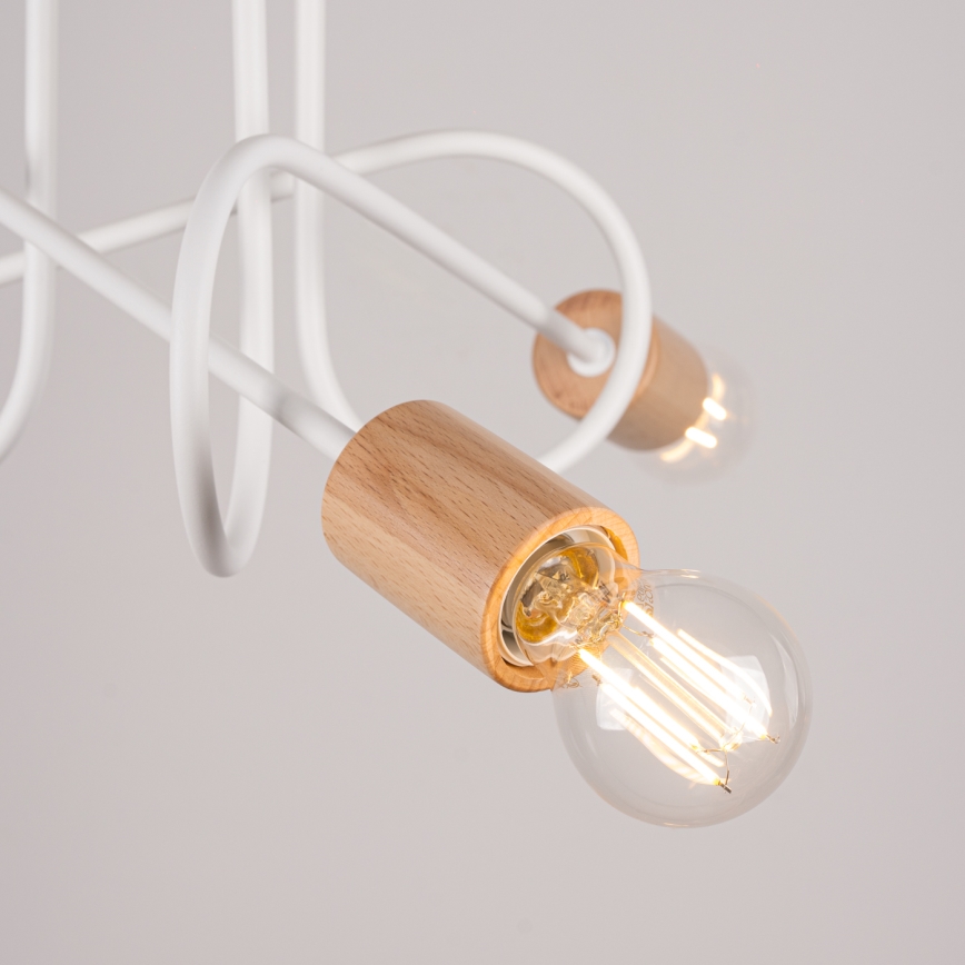 Plafonnier EMBER 3xE27/15W/230V blanc/beige/hêtre