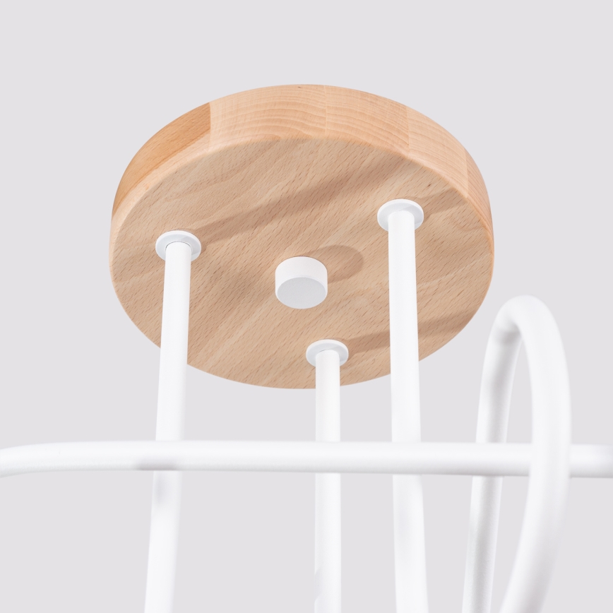 Plafonnier EMBER 3xE27/15W/230V blanc/beige/hêtre