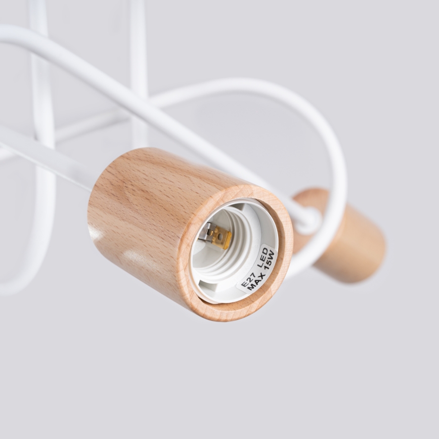 Plafonnier EMBER 3xE27/15W/230V blanc/beige/hêtre