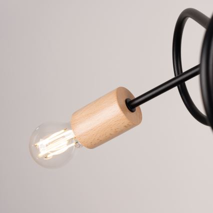 Plafonnier EMBER 3xE27/15W/230V noir/beige/hêtre
