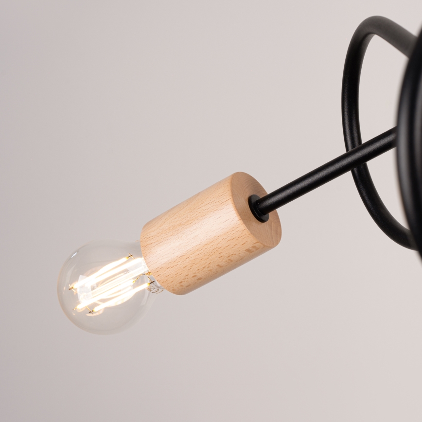 Plafonnier EMBER 3xE27/15W/230V noir/beige/hêtre