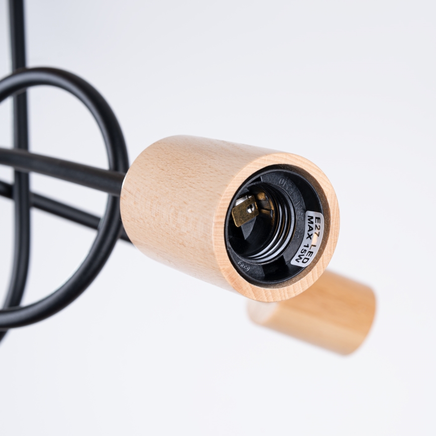 Plafonnier EMBER 3xE27/15W/230V noir/beige/hêtre