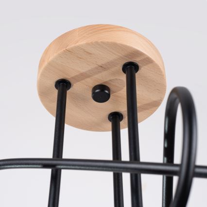 Plafonnier EMBER 3xE27/15W/230V noir/beige/hêtre