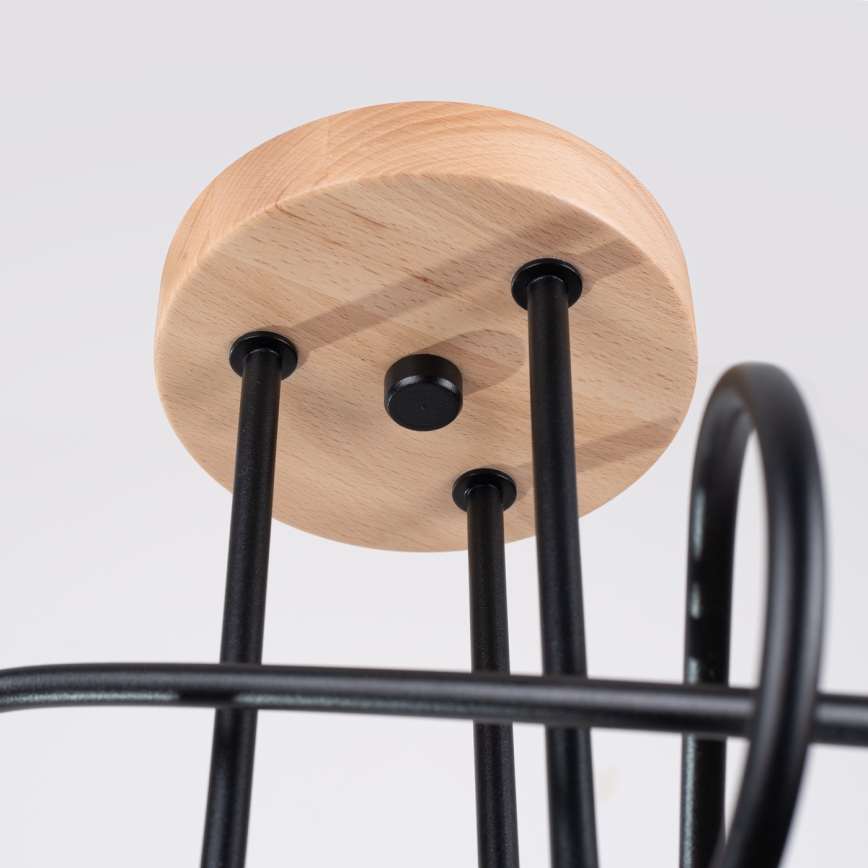 Plafonnier EMBER 3xE27/15W/230V noir/beige/hêtre