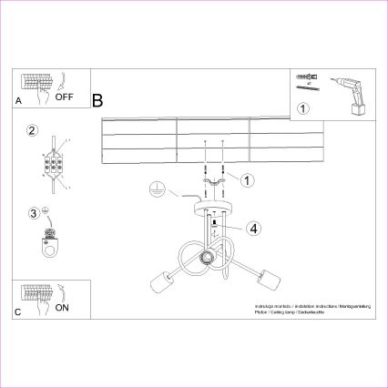 Plafonnier EMBER 3xE27/15W/230V noir/beige/hêtre