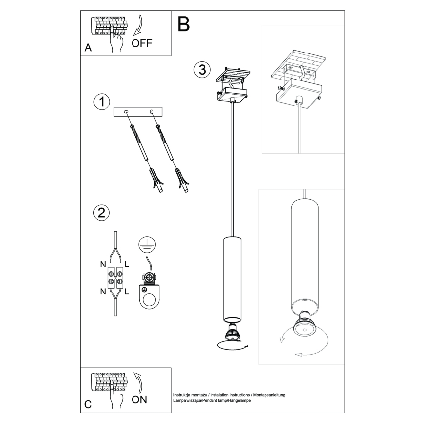 Suspension filaire LAGOS 1xGU10/10W/230V crème