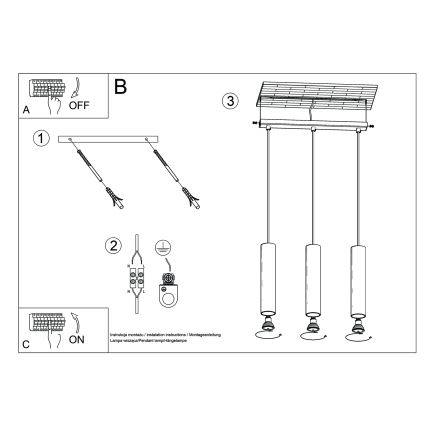 Suspension filaire LAGOS 3xGU10/10W/230V vert