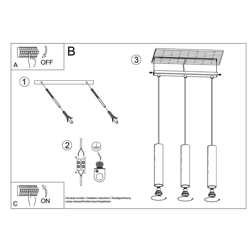 Suspension filaire LAGOS 3xGU10/10W/230V vert
