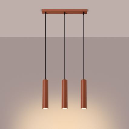Suspension filaire LAGOS 3xGU10/10W/230V rouge