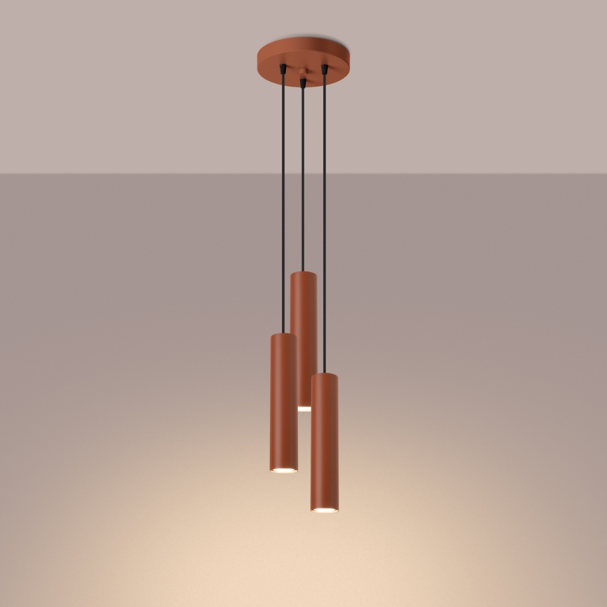 Suspension filaire LAGOS 3xGU10/10W/230V rouge