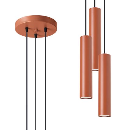 Suspension filaire LAGOS 3xGU10/10W/230V rouge