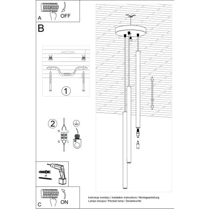 Suspension filaire PASTELO 3xG9/8W/230V vert