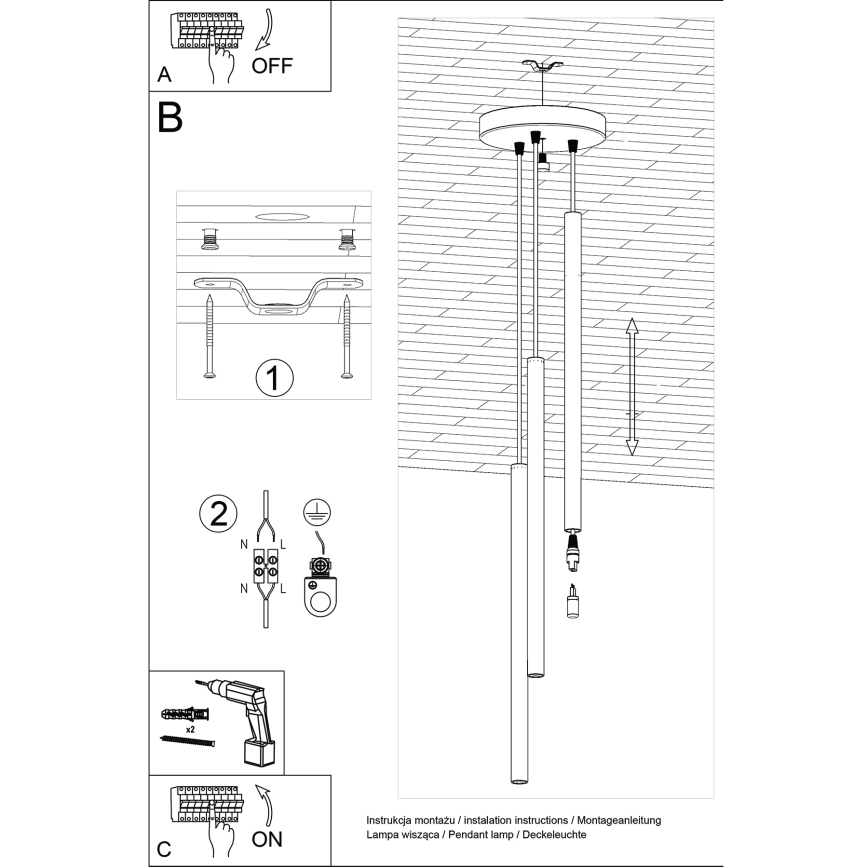 Suspension filaire PASTELO 3xG9/8W/230V vert