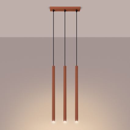 Suspension filaire PASTELO 3xG9/8W/230V rouge