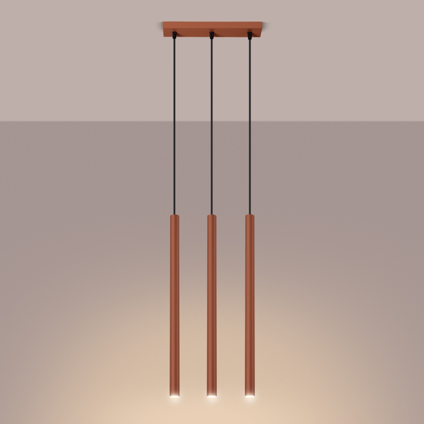 Suspension filaire PASTELO 3xG9/8W/230V rouge