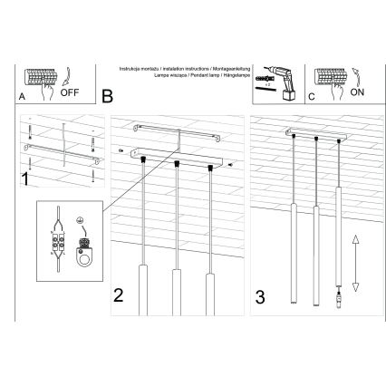 Suspension filaire PASTELO 3xG9/8W/230V rouge