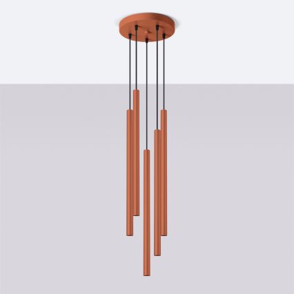 Suspension filaire PASTELO 5xG9/8W/230V rouge