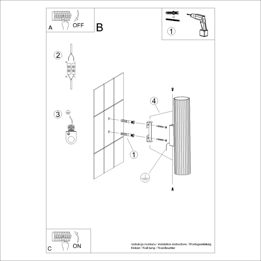 Applique murale KARBON 2xGU10/10W/230V noir
