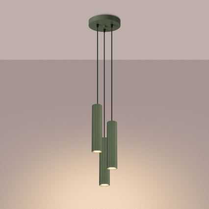 Suspension filaire KARBON 3xGU10/10W/230V vert