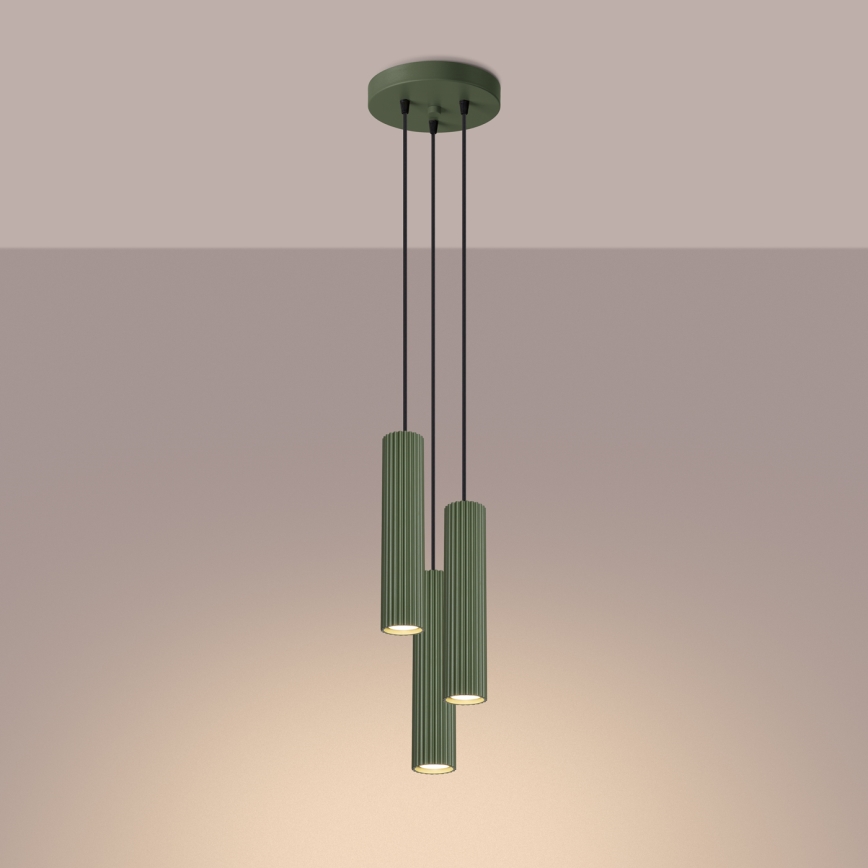 Suspension filaire KARBON 3xGU10/10W/230V vert