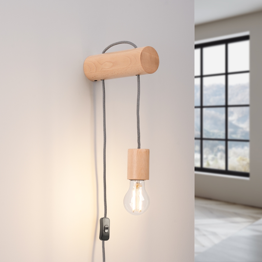 Applique murale NIMBI 1xE27/15W/230V hêtre