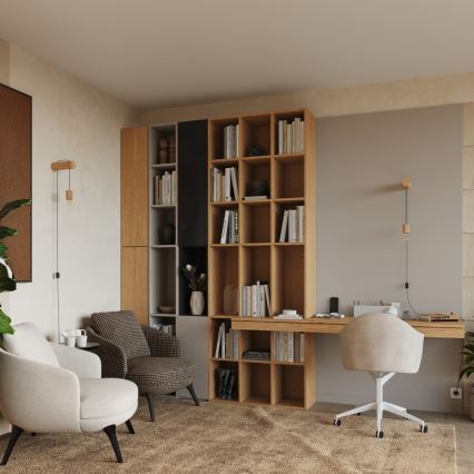 Applique murale NIMBI 1xE27/15W/230V hêtre